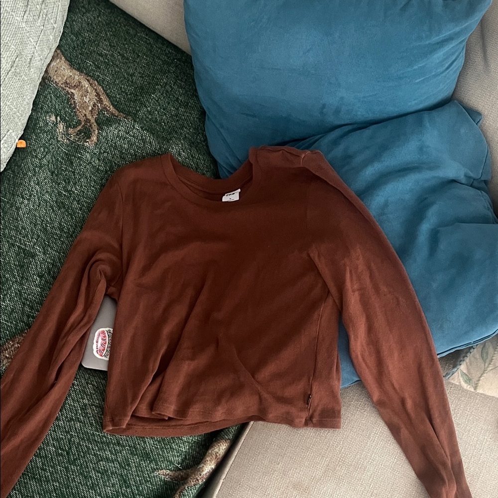 TNA Brown Ribbed Crewneck Tee